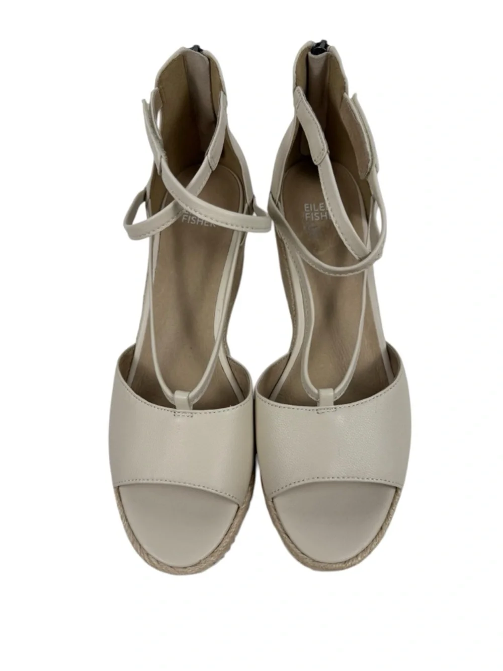 NEW Eileen Fisher Wesson Tumbled Nubuck Wedge Espadrille Sandals Sz 9.5